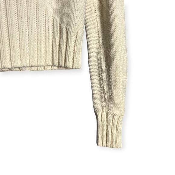 Armani Exchange Large Fold Over Collar Chunky Cardigan SIZE M Beige Sweater HK - Picture 7 of 13